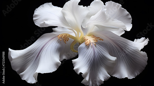 a white flower with a black background photo