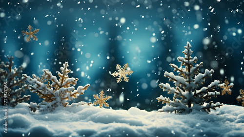 Beautiful winter Christmas glowing background with falling snowflakes, winter background © ma