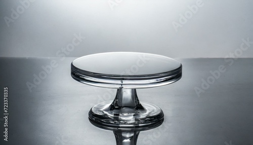 base de vidro transparente para produto em fundo vazio