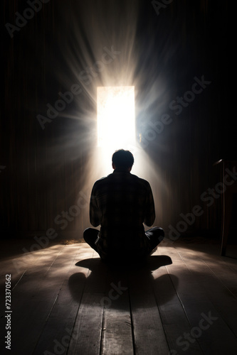 lonely desperate man pray and ask god about help, tired male in desert