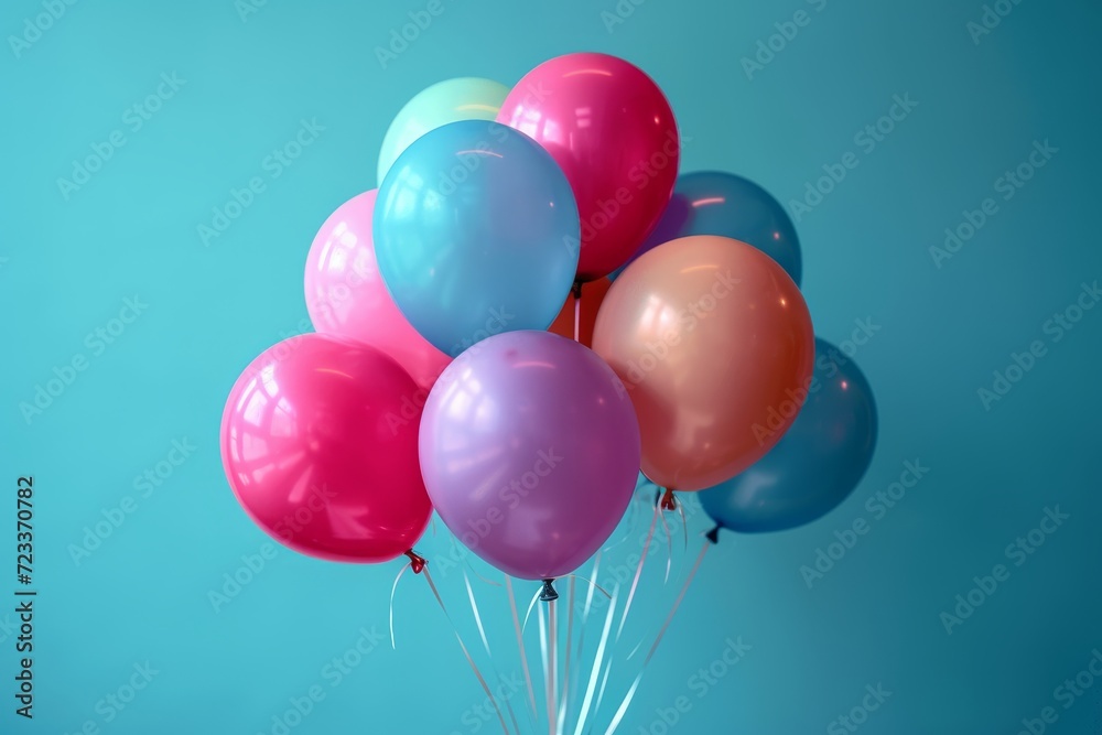 Colorful balloons, tethered to strings, soar high above the party, adding a touch of whimsy and excitement to the festivities Colorful balloons, tethered to strings, soar high above the party, adding a touch of whimsy and excitement to the festivities
