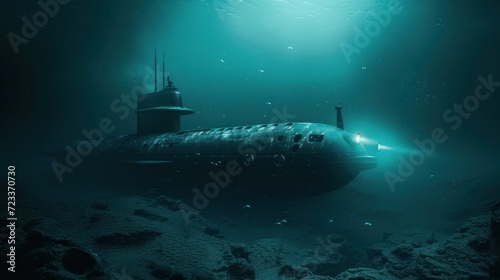 Submarine in the deep sea