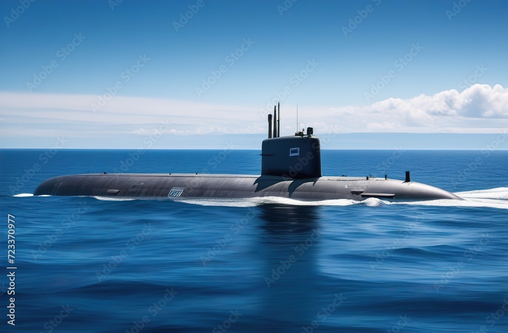 Fototapeta premium Futuristic technology, submarine in motion