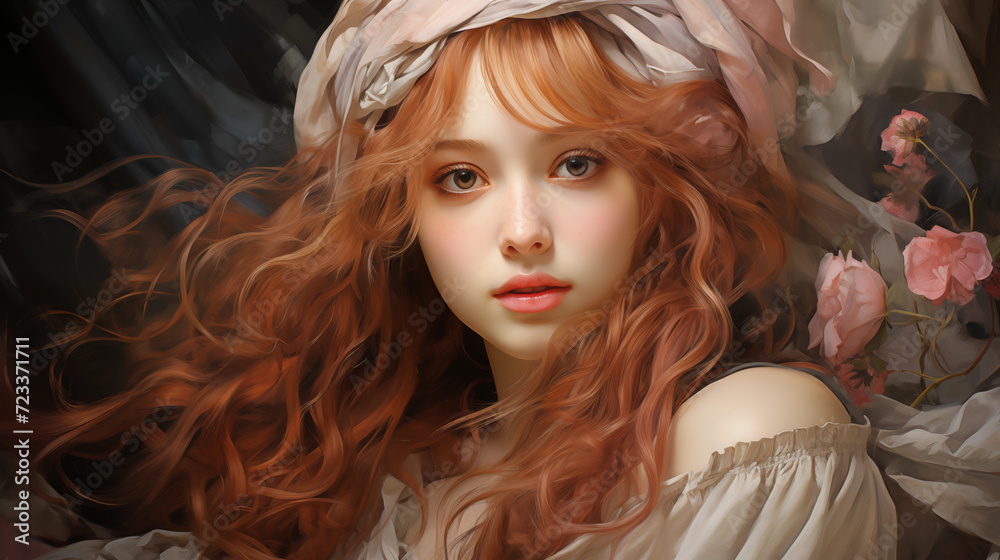 Fototapeta premium realistic painted woman portrait