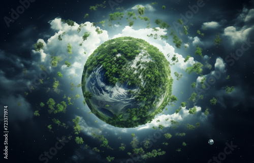 Grüne vernetzte moderne Welt, Umweltschutz gegen den Klimawandel, Ökologisch wertvolle Erde