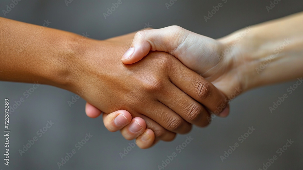 Hand shaking on a neutral background Hand shaking on a neutral background