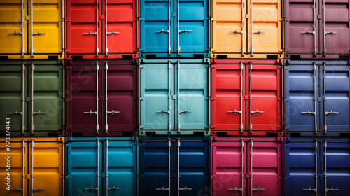 a group of colorful shipping containers