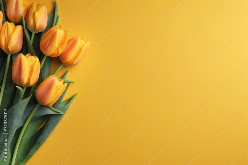 Bright Yellow Tulips on Vibrant Background Bright Yellow Tulips on Vibrant Background