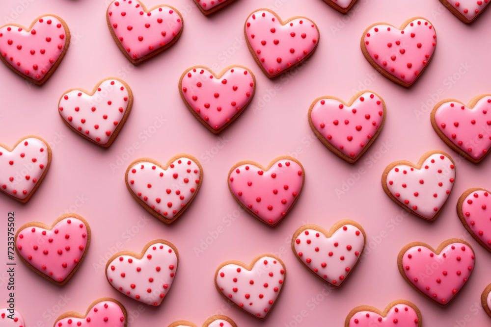 Heart-Shaped Cookies with Pink and Red Icing