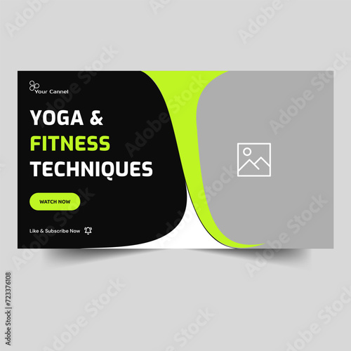 Trendy yoga and fitness video thumbnail banner design, body fitness training tips and tricks video cover banner design, fully editable vector eps 10 file format