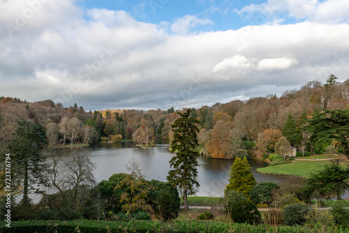 Landscape photo of Stourhead Gardens at the end of autumn photo