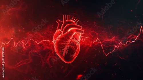 illustration of a real heart with red joints and black background
