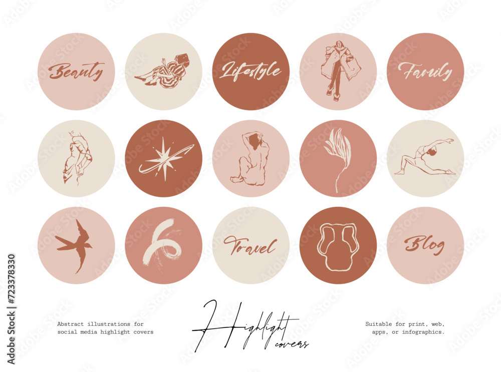 Set of minimalist icons for highlight cover stories, logo design, brand identity, social media, wallpaper, packaging. Set of minimalist icons for highlight cover stories, logo design, brand identity, social media, wallpaper, packaging.