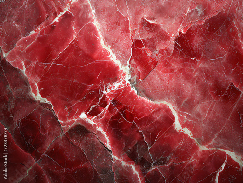 Vibrant Red Marble Texture with White Veining. Dynamic natural stone surface for striking interior design and dramatic architectural elements
