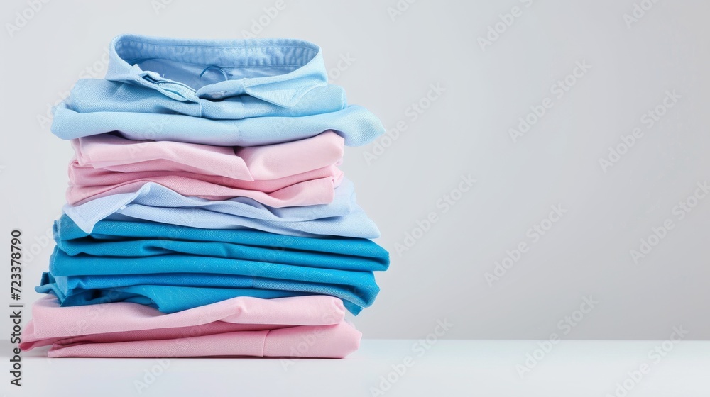 A neatly arranged pile of towels and fabrics, ready to wrap you in softness and warmth A neatly arranged pile of towels and fabrics, ready to wrap you in softness and warmth