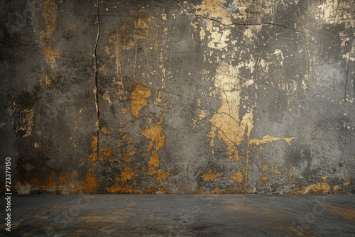 Aged Grungy Wall With Yellow Paint Peeling