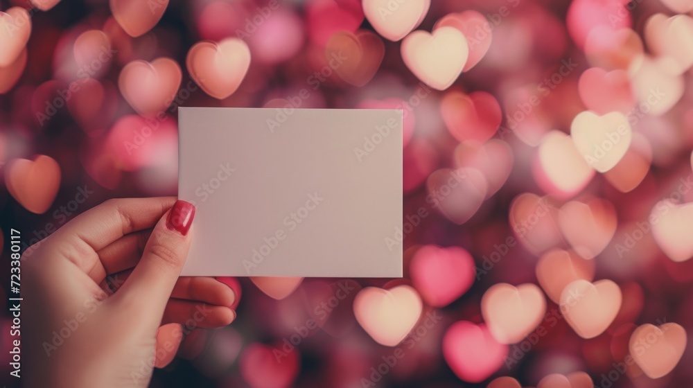 Obraz premium A person's hand captures a moment in time, illuminated by the light as they take a screenshot of a white card, perhaps symbolizing a message worth saving or sharing