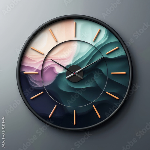 High-Definition Clock Face with Abstract Artistic Background