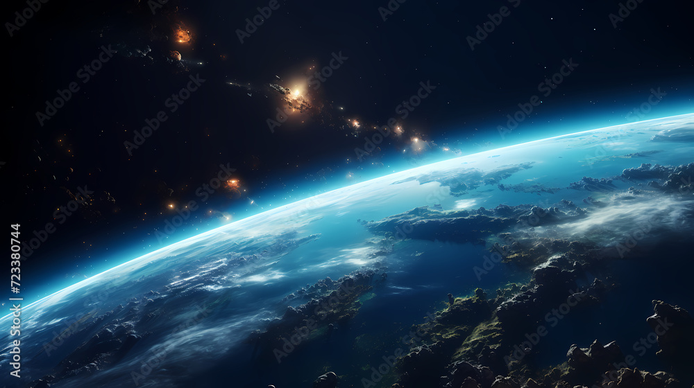 Earth in the cosmic sky, abstract space background of a planet in the universe Earth in the cosmic sky, abstract space background of a planet in the universe