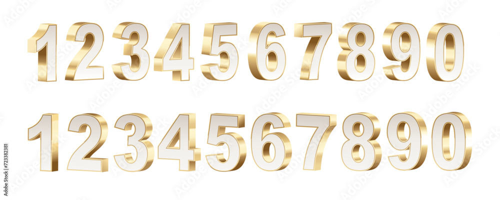 3D white and golden numbers set, isolated on a white background. 3D white and golden numbers set, isolated on a white background.