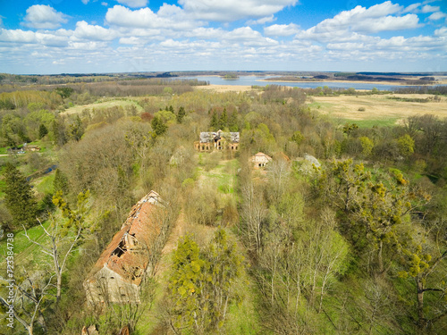 Ruins of a manor house belo...