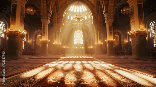 Interior of the Suleymaniye Mosque in Istanbul, Turkey photo