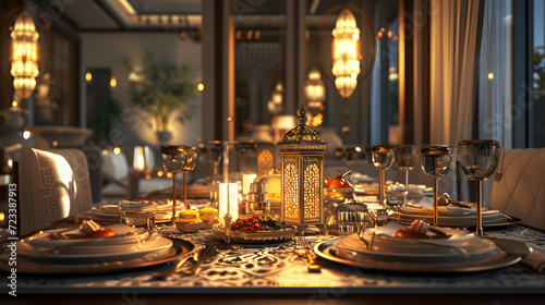 Ramadan Kareem or Eid al Fitr dinner table