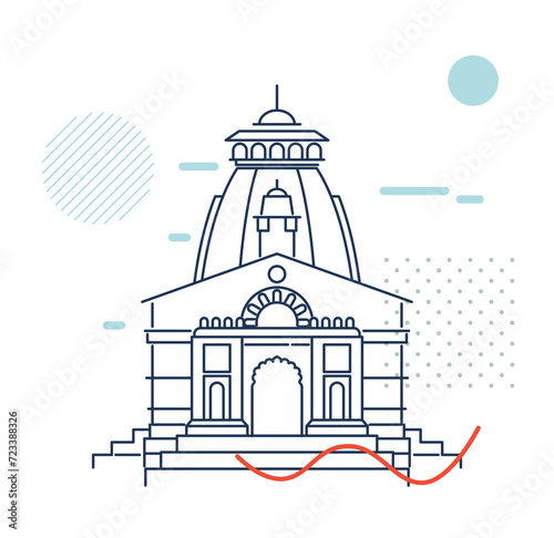Kedarnath Temple, Jyotirlingas - Uttarakhand - Stock Illustration