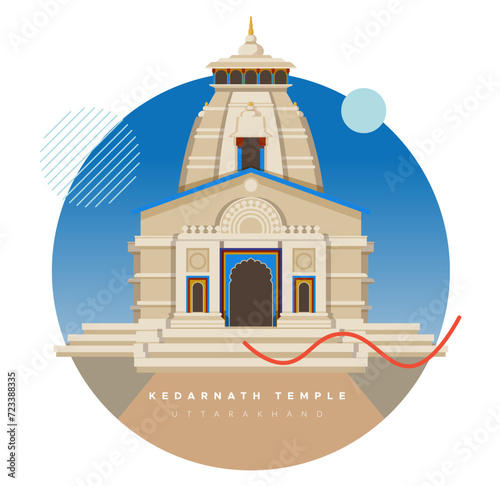 Kedarnath Temple, Jyotirlingas - Uttarakhand - Stock Illustration