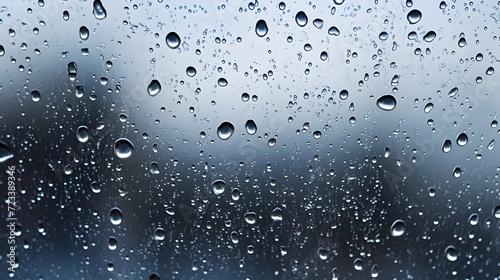 A close-up of water drops on a glass window or mirror  raindrops condensation