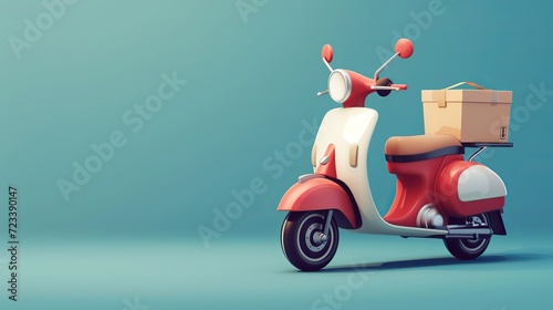 3d Vector Scooter with Box, Delivery Courier service, Time to shopping concept. Eps 10 Vector photo