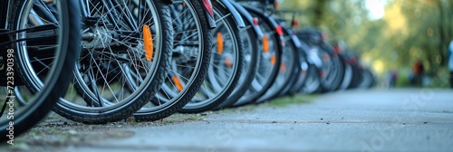 Bicycle for rent, number of wheels is on parking. Banner photo