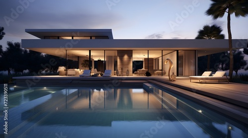 A minimalist contemporary design villa with a pool © Ziyan