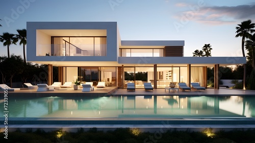 A minimalist contemporary design villa with a pool © Ziyan