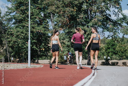 Active Females Enjoying Outdoor Sports and Running in the Park on a Sunny Day. © qunica.com