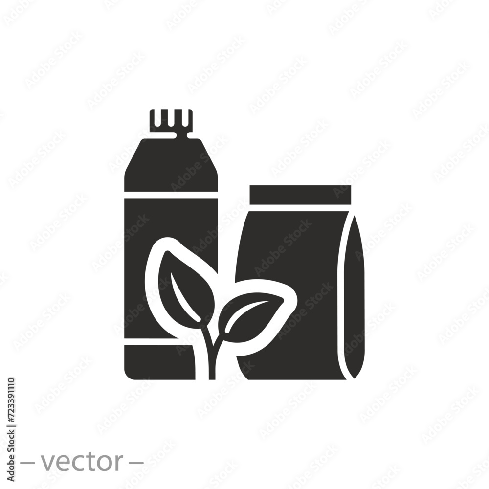 plant soil sack icon, fertilizers, growing seedlings, symbol on white background - flat vector illustration plant soil sack icon, fertilizers, growing seedlings, symbol on white background - flat vector illustration