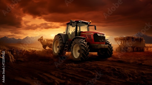 A tractor plowing a field 