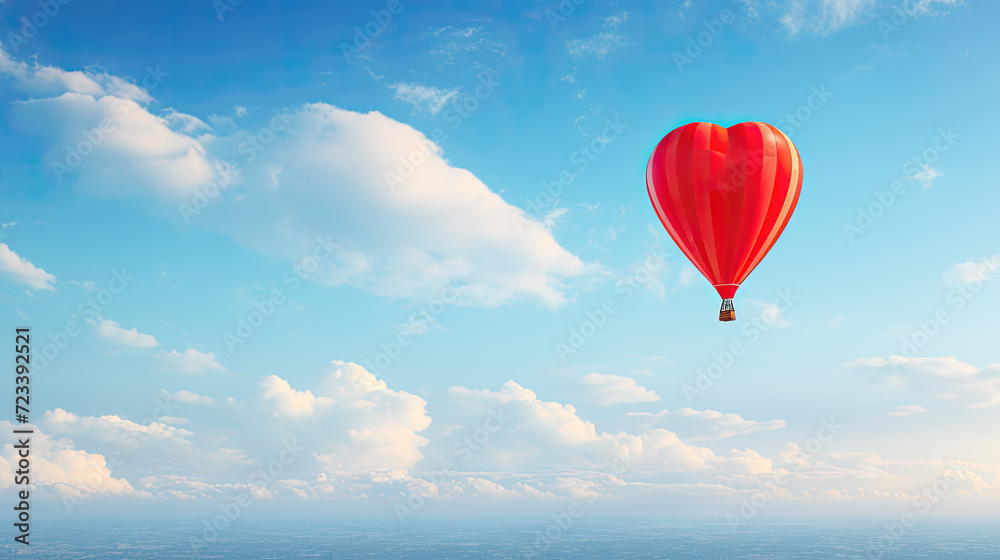 beautiful red air balloon in the shape of a heart in the sky beautiful red air balloon in the shape of a heart in the sky