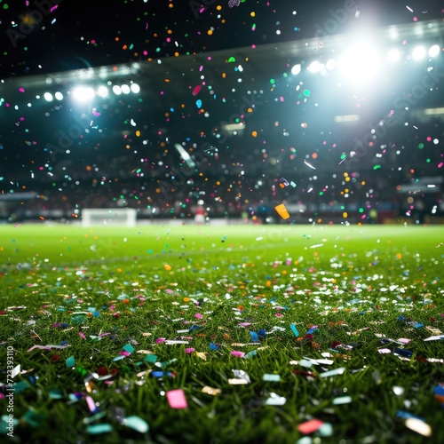 Colorful confetti rains dow...