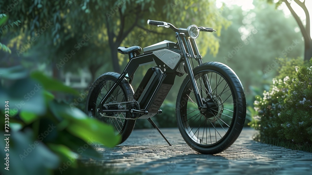 Modern electric bike with battery 