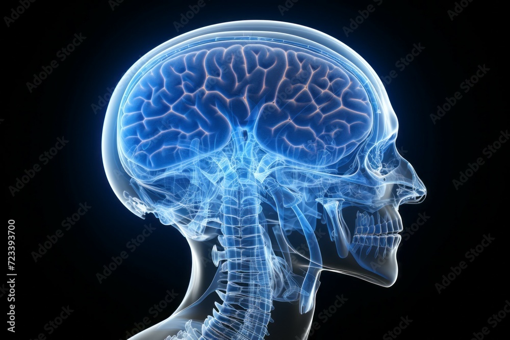 Hologram of the human brain. Background with selective focus and copy space Hologram of the human brain. Background with selective focus and copy space