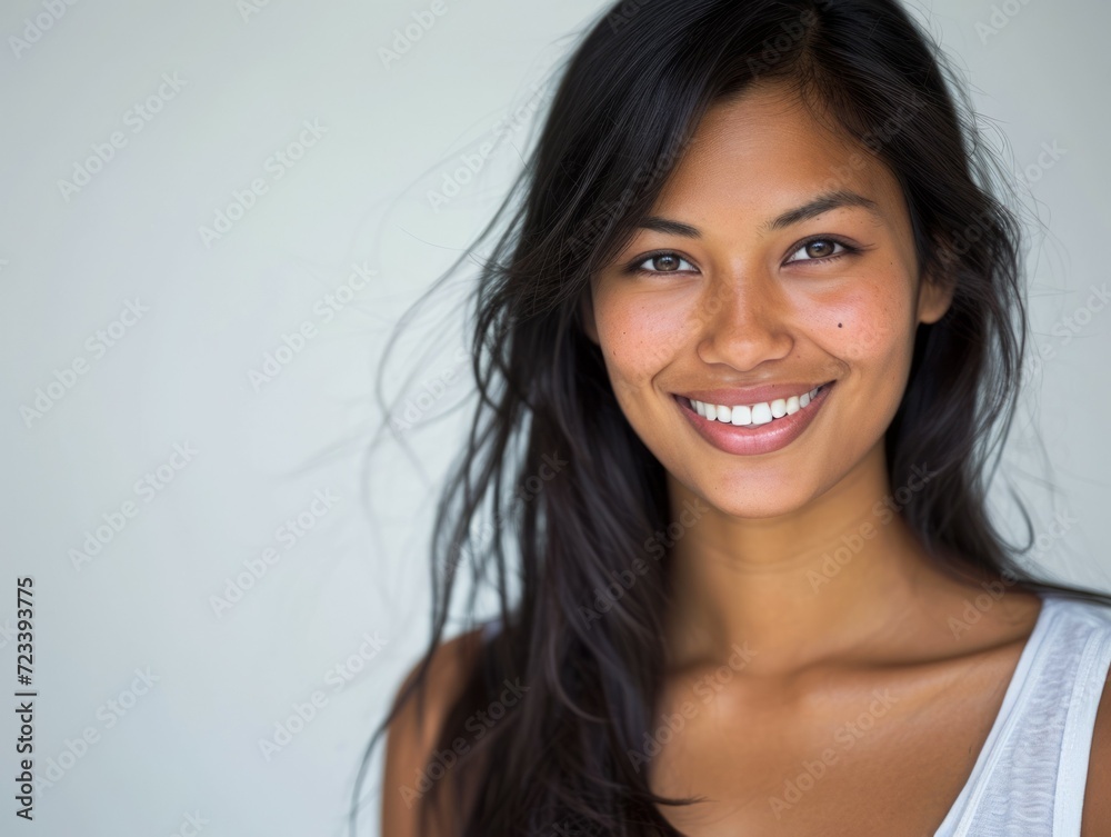 Portrait of a woman. Background with selective focus and copy space Portrait of a woman. Background with selective focus and copy space