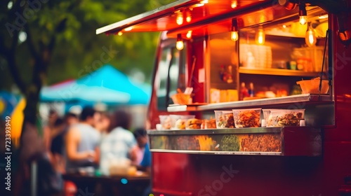 food truck in city festival , selective focus photo