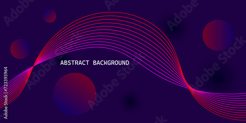 Abstract dark background with gradient red pink lines and circles. Elegant pattern. Suit for cover, wallpaper, desktop, header, banner, presentation, poster, website. Vector illustration	