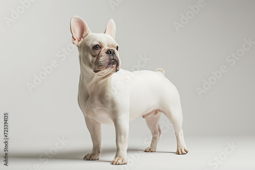 Portrait of a white French bulldog in full body © tomlinson
