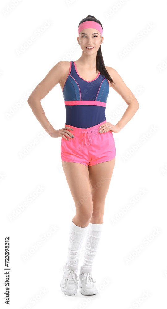 Pretty young woman in sportswear on white background Pretty young woman in sportswear on white background