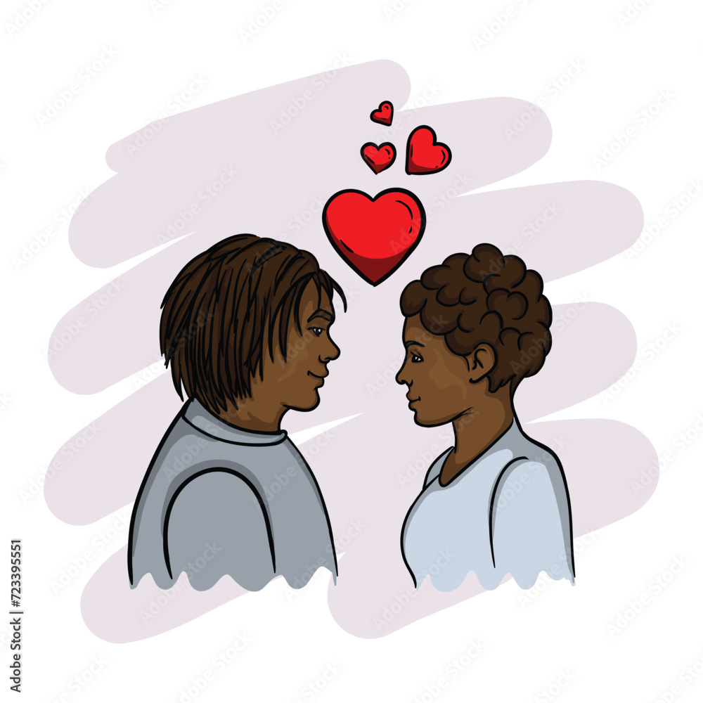 Dark-skinned guy and girl in love want to kiss Dark-skinned guy and girl in love want to kiss