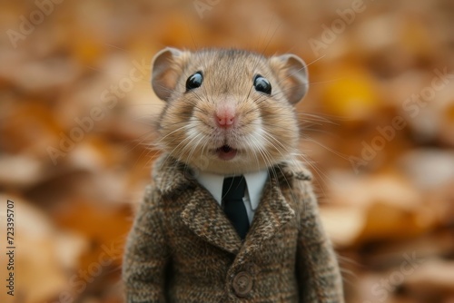 A well-dressed rodent struts through the great outdoors, showcasing its furry brown coat and reminding us of the fascinating world of muroidea photo