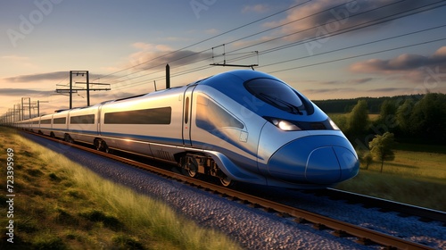 The high-speed train is travelling at high speed