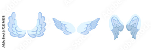 Cartoon angel wings. Drawing angels wing or birds.  vector set. © NADEZHDA